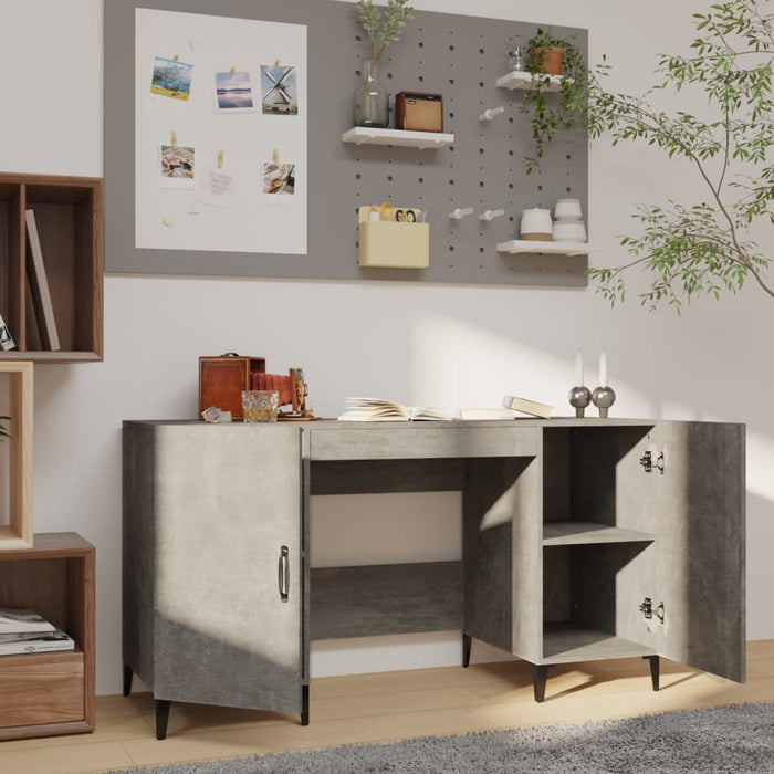 Desk Concrete Grey 140x50x75 cm Engineered Wood.