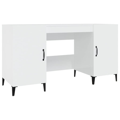 Desk High Gloss White 140x50x75 cm Engineered Wood.