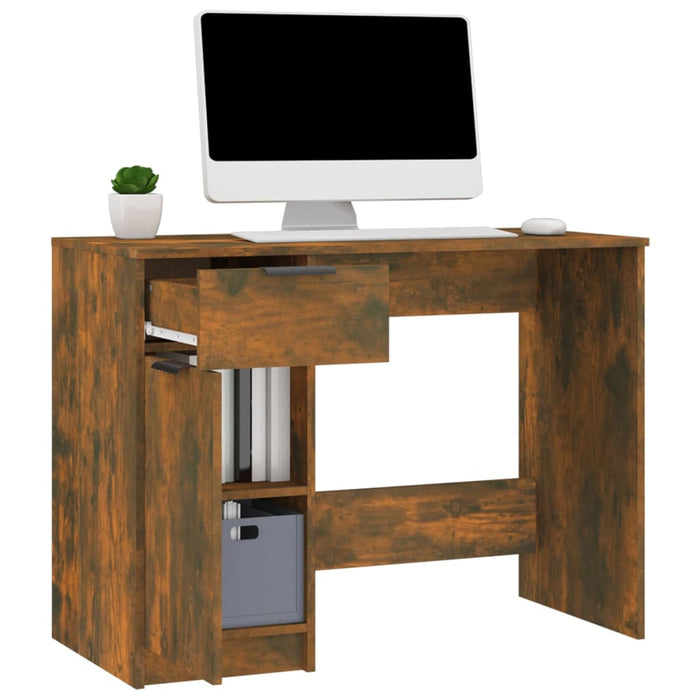 Desk Smoked Oak 100x50x75 cm Engineered Wood.