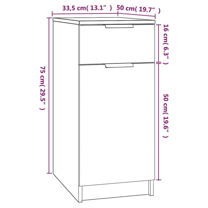 Desk Cabinet Grey Sonoma 33.5x50x75 cm Engineered Wood.