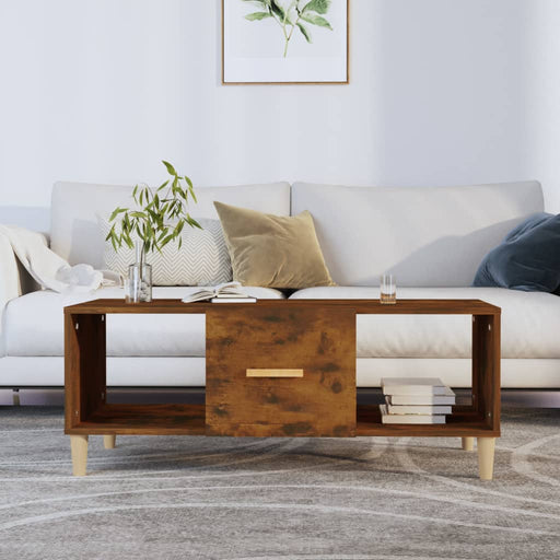 Coffee Table Smoked Oak 102x50x40 cm Engineered Wood.