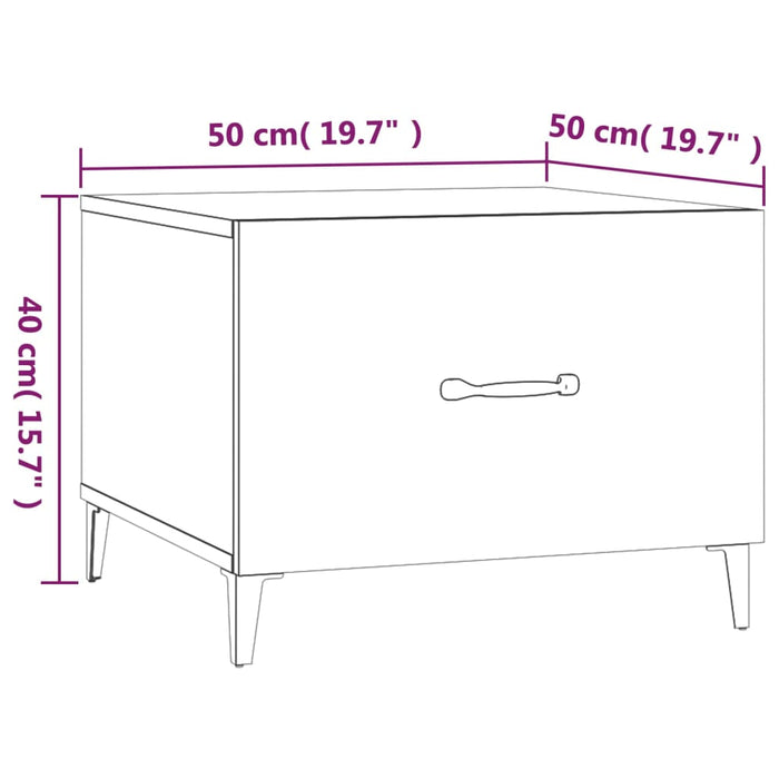 Coffee Table with Metal Legs Grey Sonoma 50x50x40 cm.