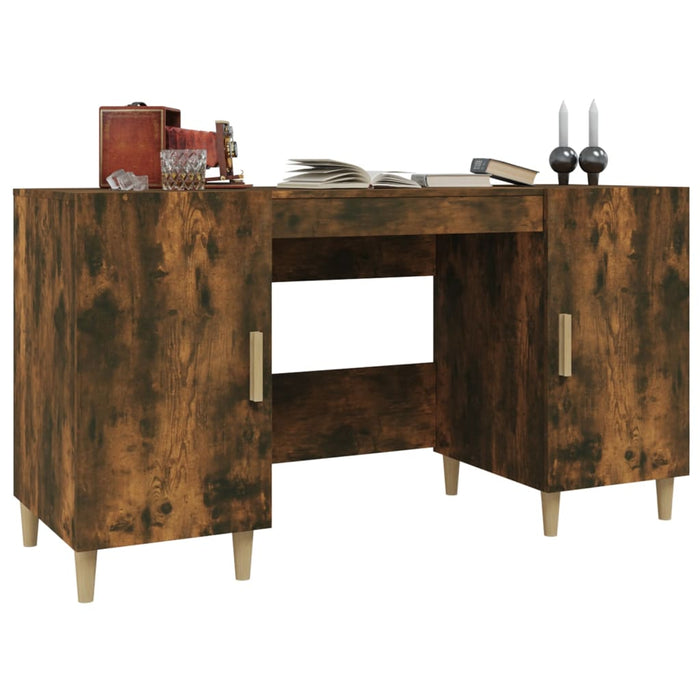 Desk Smoked Oak 140x50x75 cm Engineered Wood.