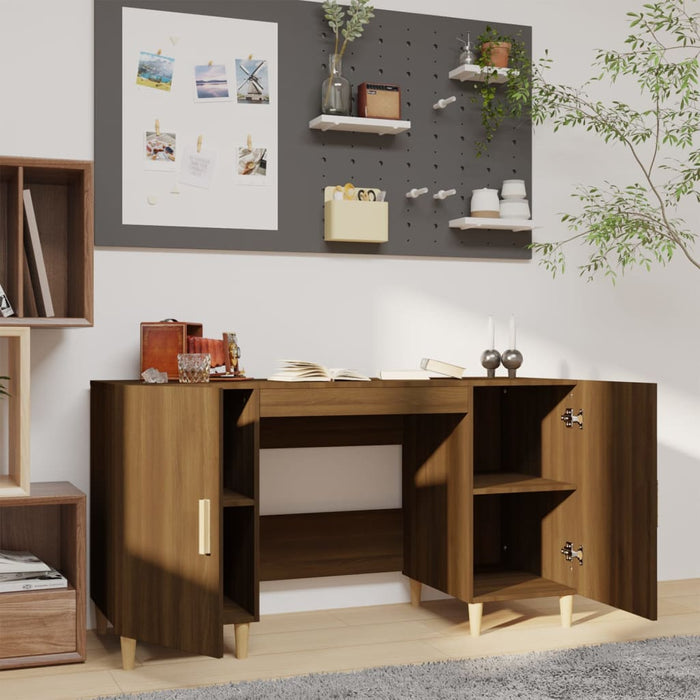 Desk Brown Oak 140x50x75 cm Engineered Wood.