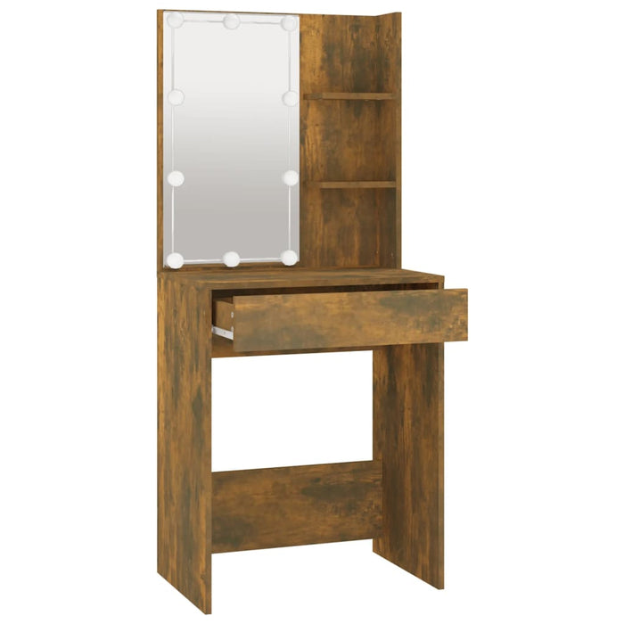 Dressing Table with LED Smoked Oak 60x40x140 cm.