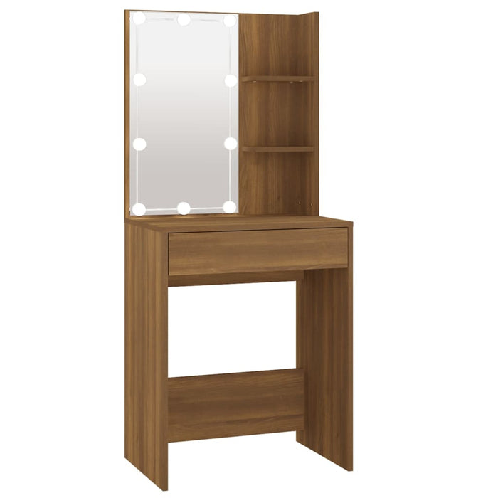 Dressing Table with LED Brown Oak 60x40x140 cm.