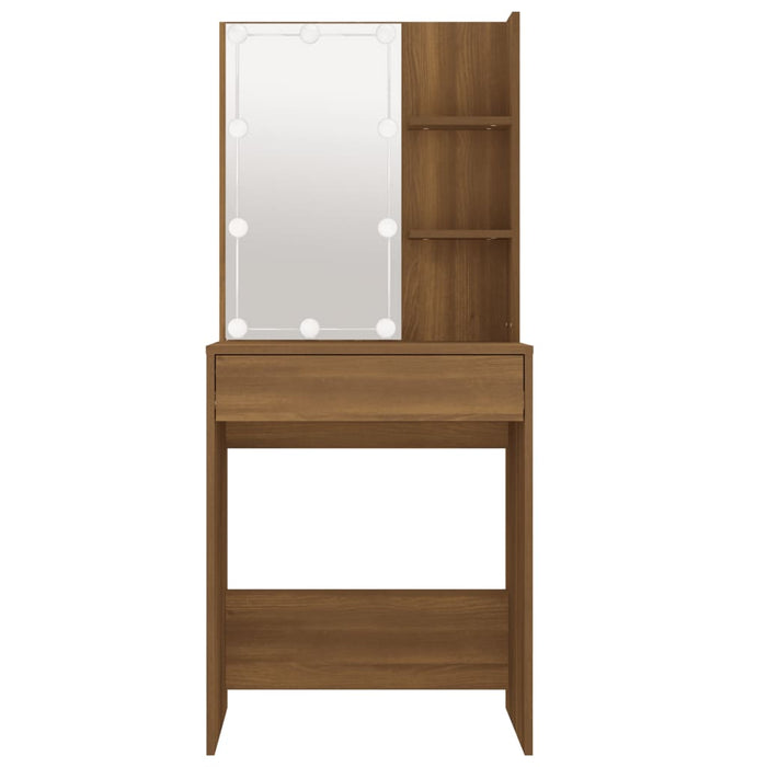 Dressing Table with LED Brown Oak 60x40x140 cm.