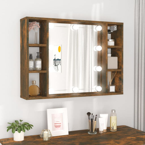 Mirror Cabinet with LED Smoked Oak 76x15x55 cm.