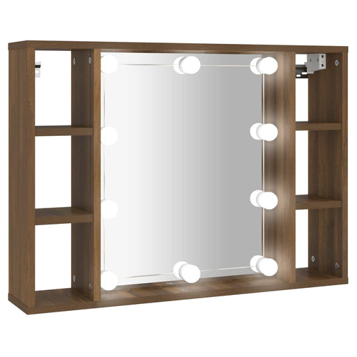 Mirror Cabinet with LED Brown Oak 76x15x55 cm.