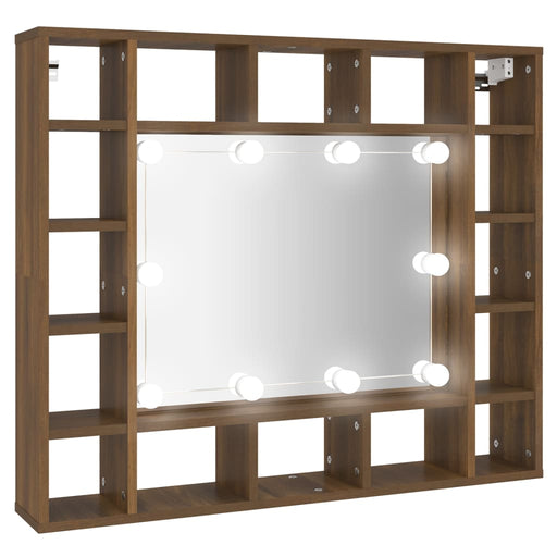 Mirror Cabinet with LED Brown Oak 91x15x76.5 cm.