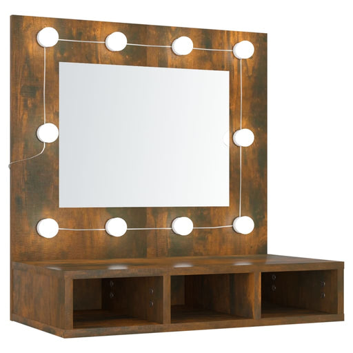 Mirror Cabinet with LED Smoked Oak 60x31.5x62 cm.