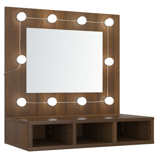 Mirror Cabinet with LED Brown Oak 60x31.5x62 cm.