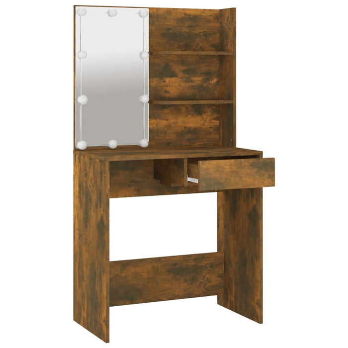 Dressing Table with LED Smoked Oak 74.5x40x141 cm.