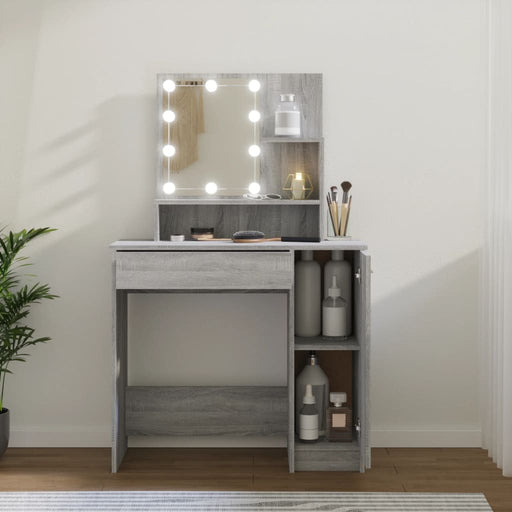 Dressing Table with LED Grey Sonoma 86.5x35x136 cm.
