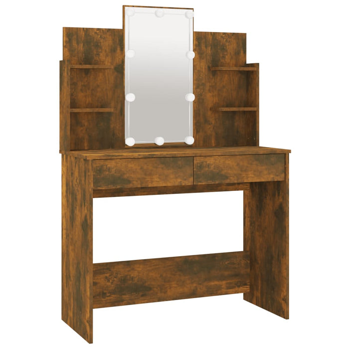 Dressing Table with LED Smoked Oak 96x40x142 cm.