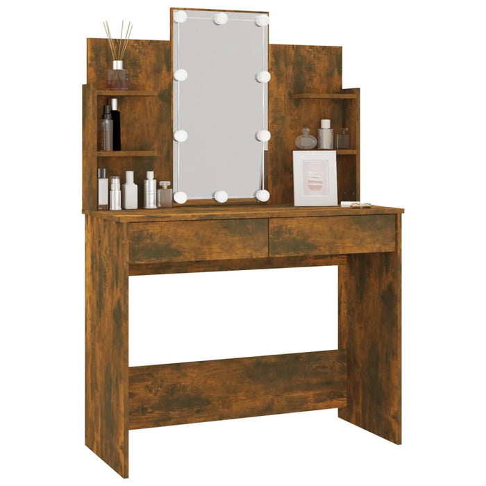 Dressing Table with LED Smoked Oak 96x40x142 cm.