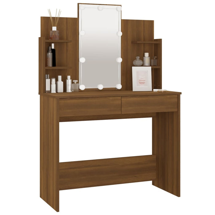 Dressing Table with LED Brown Oak 96x40x142 cm.