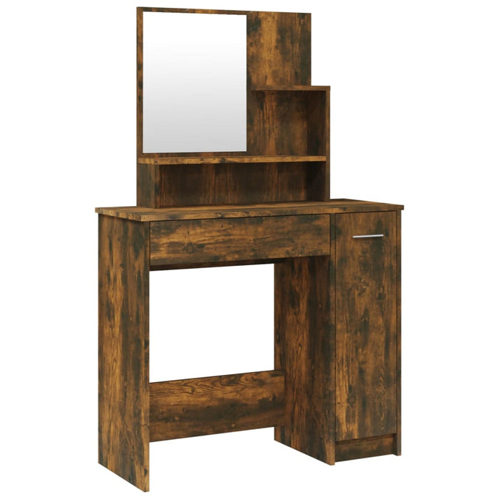 Dressing Table with Mirror Smoked Oak