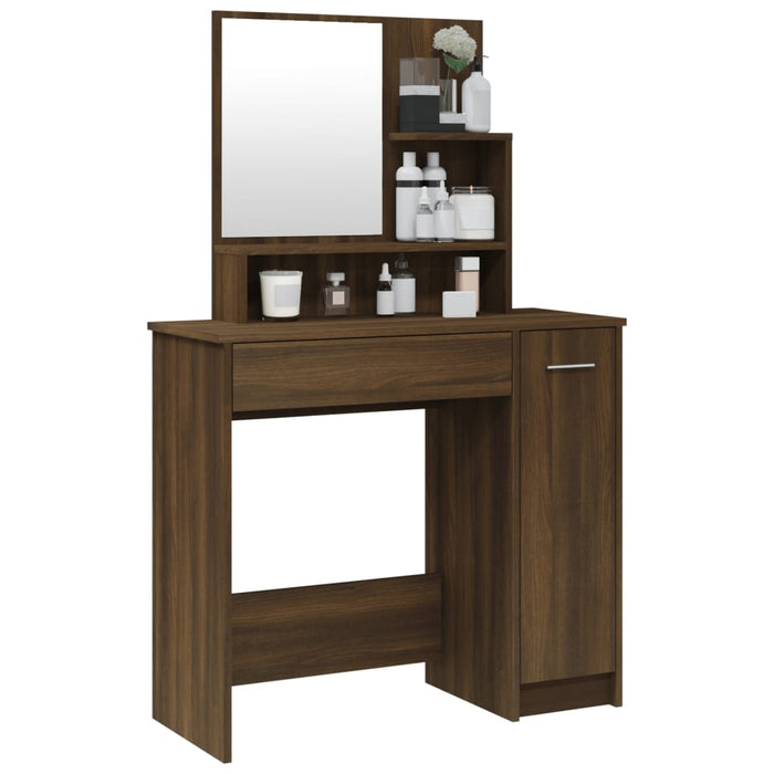 Dressing Table with Mirror Brown Oak 86.5x35x136 cm.