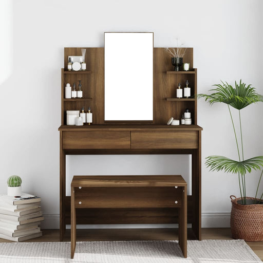 Dressing Table with Mirror Brown Oak 96x40x142 cm.