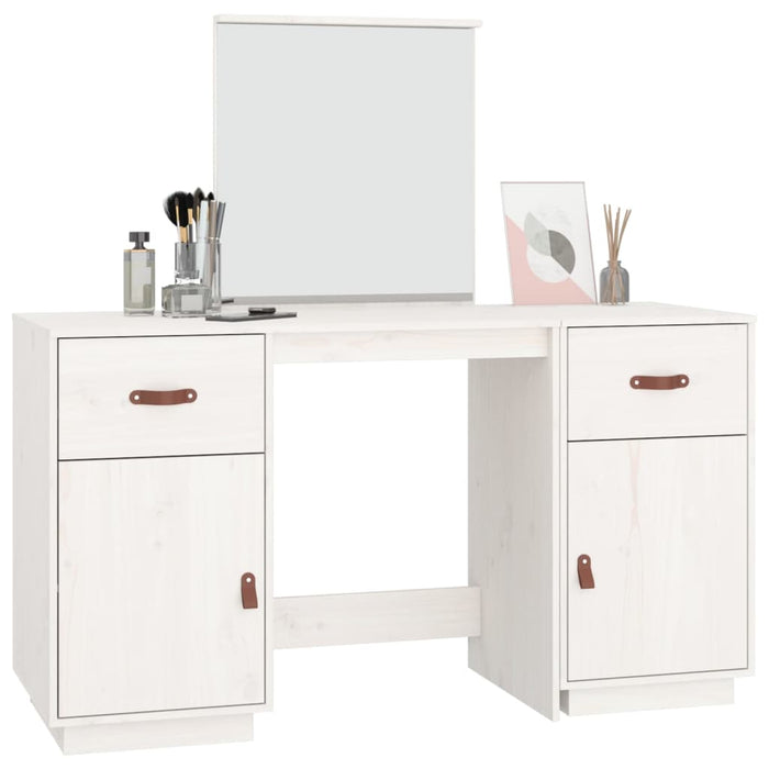 Dressing Table Set with a Mirror White Solid Wood Pine.