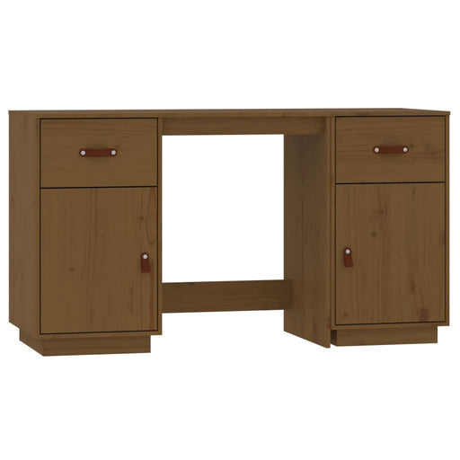 Desk with Cabinets Honey Brown 135x50x75 cm Solid Wood Pine.