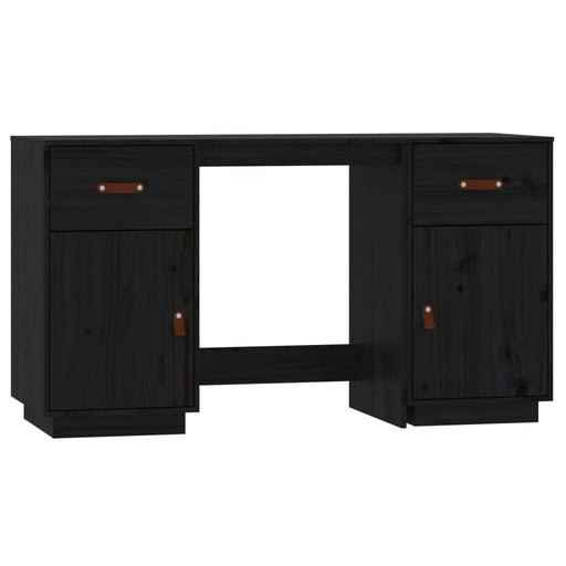 Desk with Cabinets Black 135x50x75 cm Solid Wood Pine.