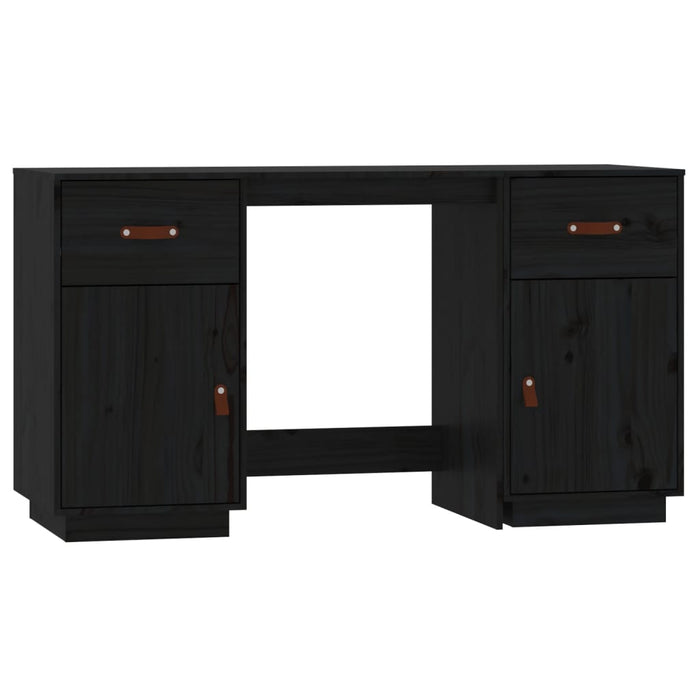 Desk with Cabinets Black 135x50x75 cm Solid Wood Pine.