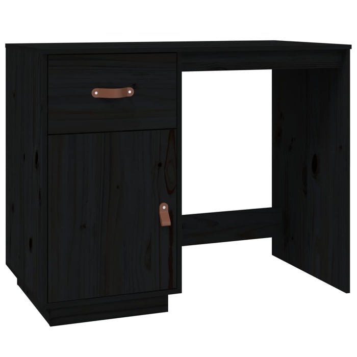 Desk with Cabinets Black 135x50x75 cm Solid Wood Pine.