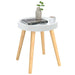 Side Table White 38x38x40 cm Engineered Wood&Solid Wood Pine.