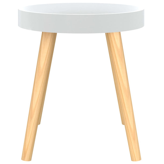 Side Table White 38x38x40 cm Engineered Wood&Solid Wood Pine.