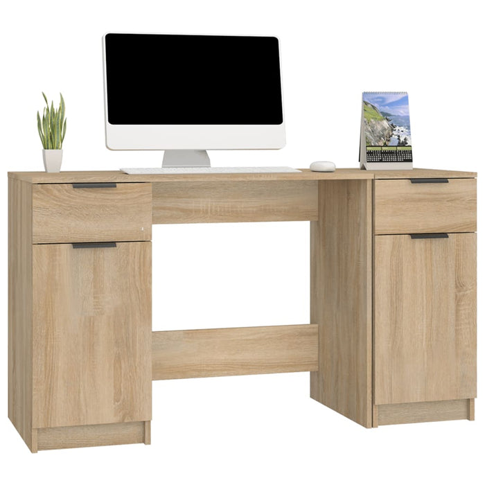 Desk with Side Cabinet Sonoma Oak Engineered Wood