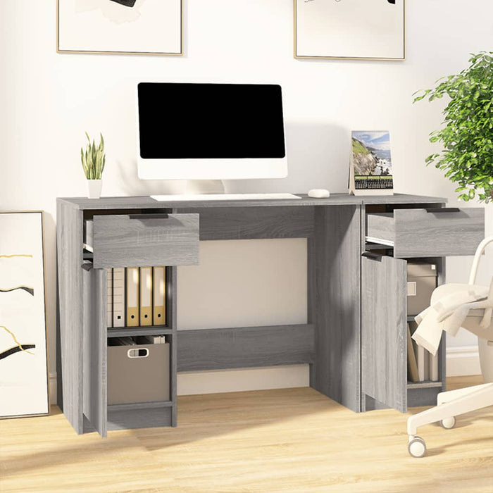 Desk with Side Cabinet Grey Sonoma Engineered Wood