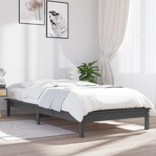 Bed Frame Grey 90x200 cm Solid Wood Pine.