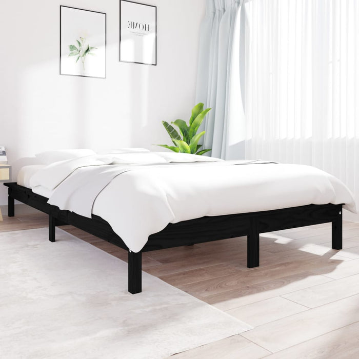 Bed Frame Black 120x200 cm Solid Wood Pine.