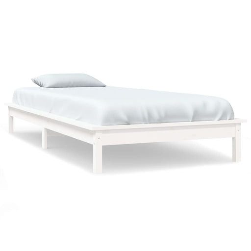 Bed Frame White 90x190 cm Solid Wood Pine 3FT Single.