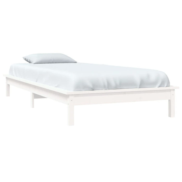Bed Frame White 90x190 cm Solid Wood Pine 3FT Single.