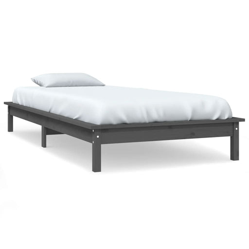 Bed Frame Grey 90x190 cm Solid Wood Pine 3FT Single.