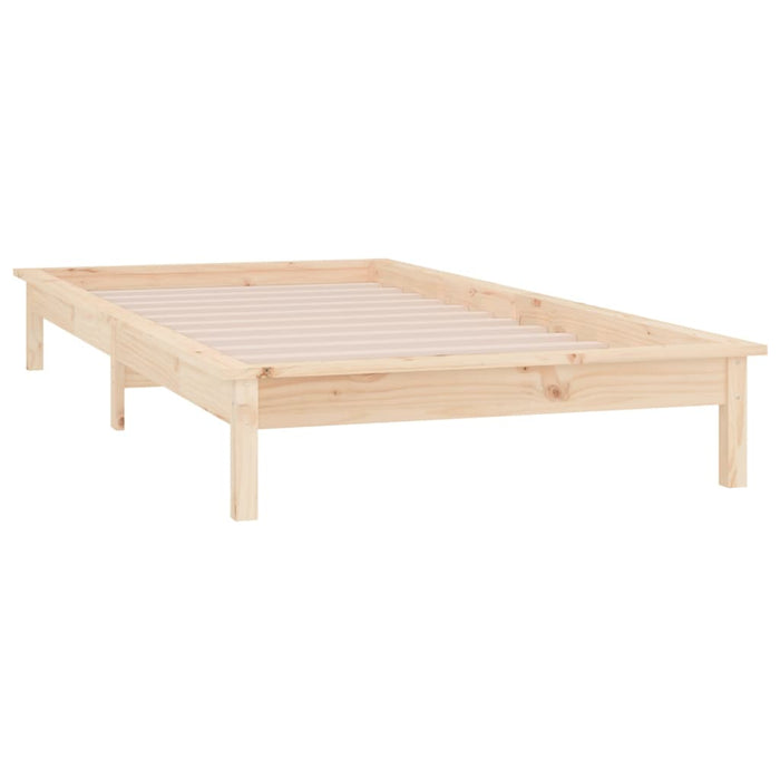 LED Bed Frame 90x200 cm Solid Wood.