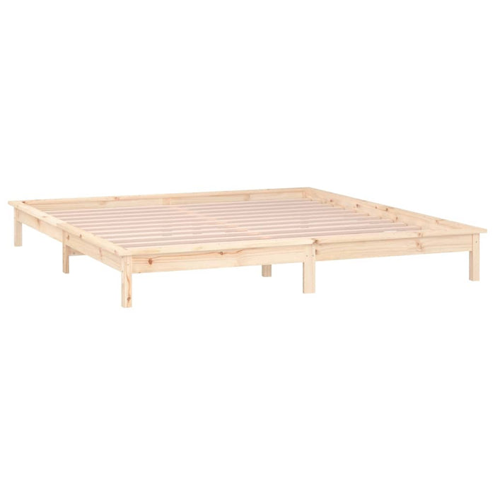 LED Bed Frame 140x200 cm Solid Wood.
