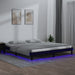 LED Bed Frame Black 160x200 cm Solid Wood.