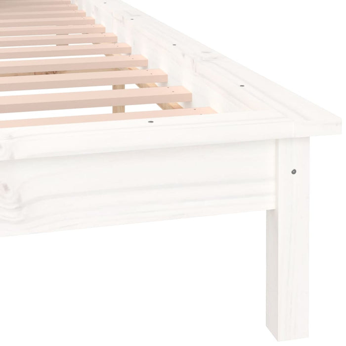 LED Bed Frame White 180x200 cm 6FT Super King Solid Wood.