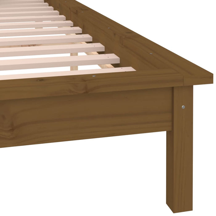 LED Bed Frame Honey Brown 200x200 cm Solid Wood.