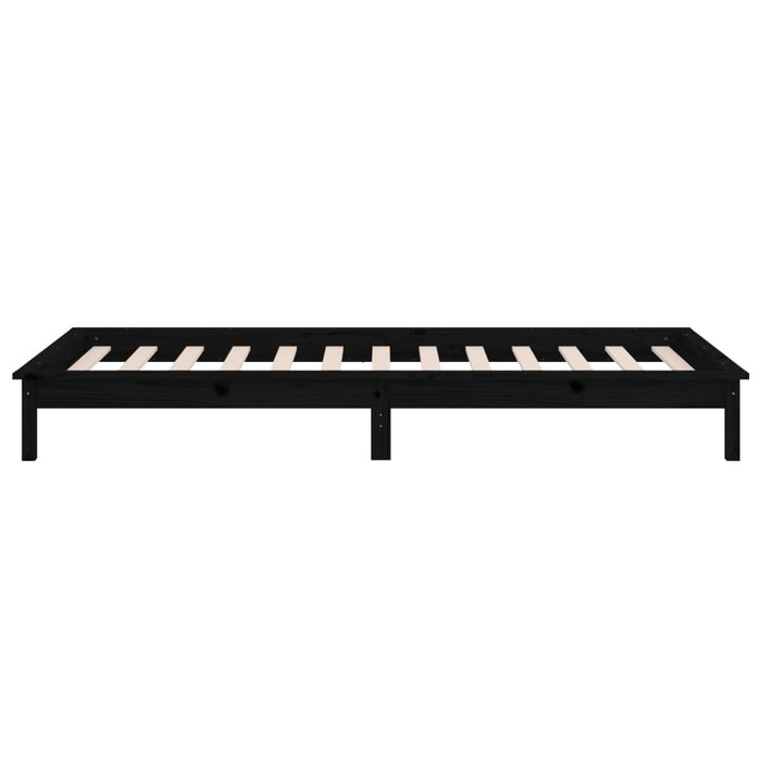 LED Bed Frame Black 75x190 cm 2FT6 Small Single Solid Wood.