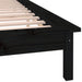 LED Bed Frame Black 135x190 cm 4FT6 Double Solid Wood.