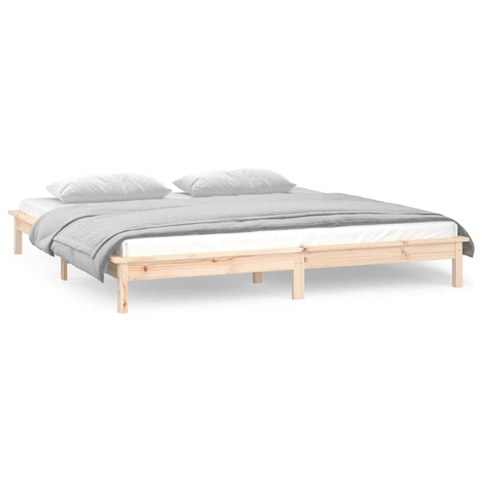 LED Bed Frame 140x190 cm Solid Wood.