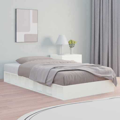 Bed Frame White 75x190 cm 2FT6 Small Single Solid Wood.