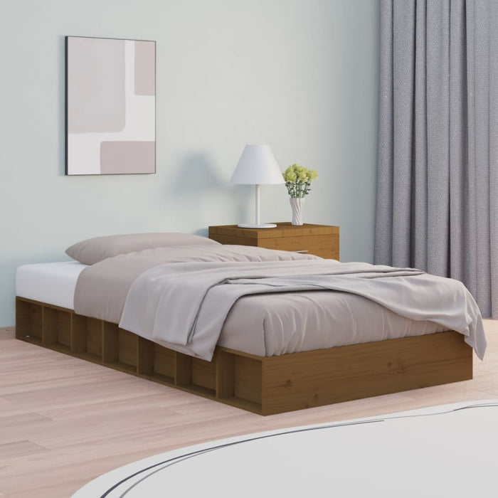Bed Frame Honey Brown 75x190 cm 2FT6 Small Single Solid Wood.