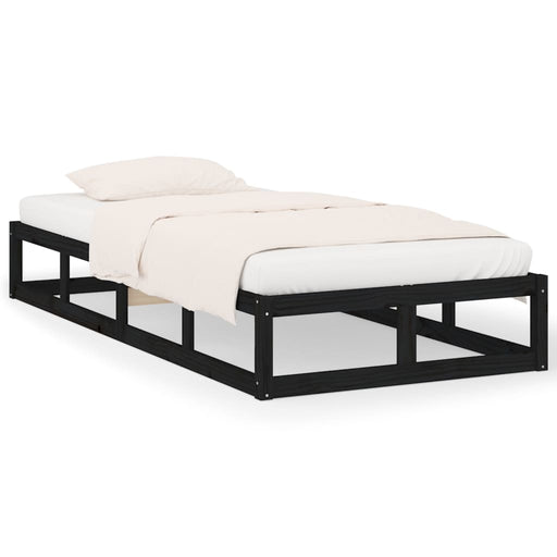 Bed Frame Black 100x200 cm Solid Wood.