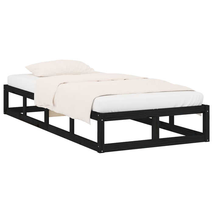 Bed Frame Black 100x200 cm Solid Wood.